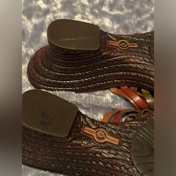 Earth Spirit Gelron Multi Colored Leather Womens Slide Wedge Sandals EUC Sz 11 - Picture 8 of 10